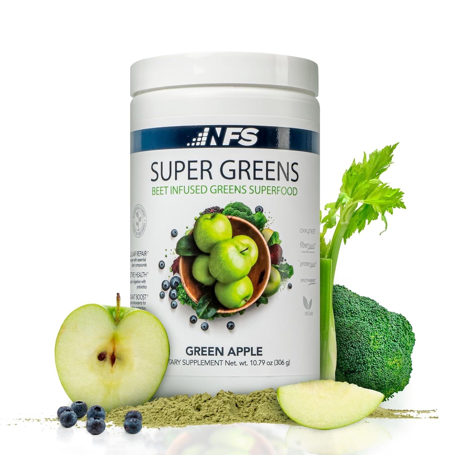 NF Sports Super Greens Beet Infused Superfood PowderOrganic Green Superfoods, Protein, Antioxidants & Probiotics, Supports Healthy Blood Pressure, Digestion & Energy Boost30 Servings(Green Apple)
