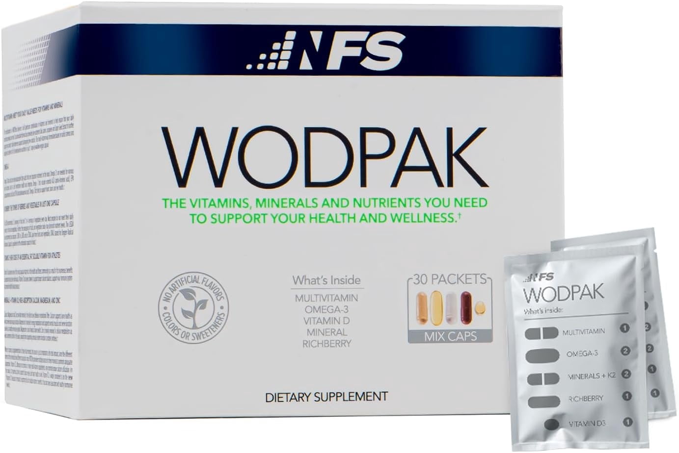 NF Sports WodPak Complete Daily Vitamin Packs with D3, K2, Zinc, Magnesium, Minerals, Omega-3 Fish Oil and Antioxidant Berry, 30 Servings