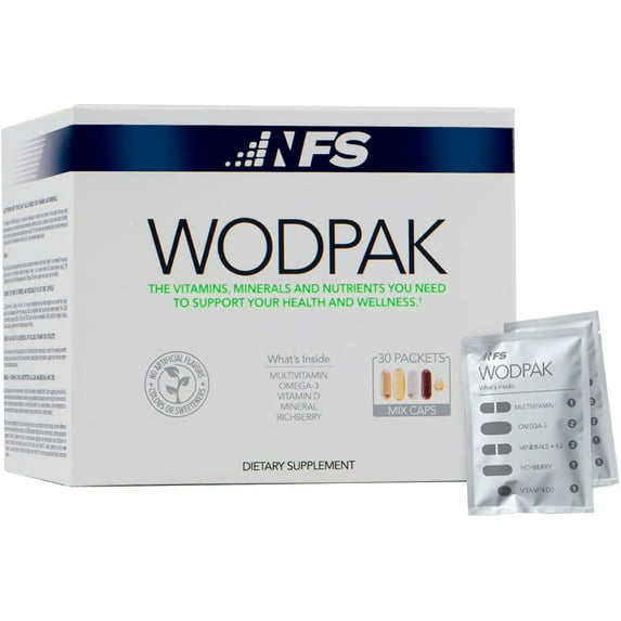NF Sports WodPak Complete Daily Vitamin Packs with D3, K2, Zinc, Magnesium, Minerals, Omega-3 Fish Oil and Antioxidant Berry, 30 Servings