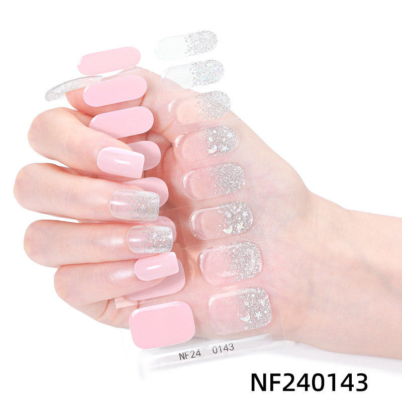 NF240143 Gel Nail Sticker French Butterfly Onion Powder Smudge Uv Light Half-Baked Half-Cured Nail Sticker