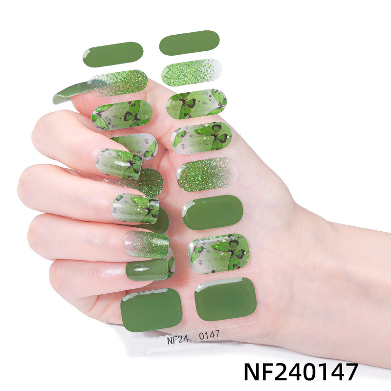 NF240147 Gel Nail Sticker French Butterfly Onion Powder Smudge Uv Light Half-Baked Half-Cured Nail Sticker