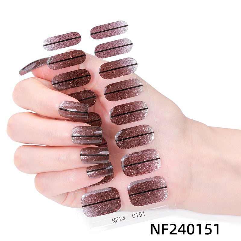 NF240151 Gel Nail Sticker French Butterfly Onion Powder Smudge Uv Light Half-Baked Half-Cured Nail Sticker
