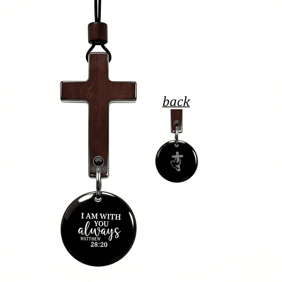 NFC Christian Car Hanging Ornament, Wooden Cross Rearview Mirror Decor with Faith-Inspired Digital Content, Christian Gift for Car Interior, Men and Women