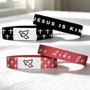NFC Faith Wristband, Adjustable Woven Band, Dove Cross Religious Bracelet for Daily Wear