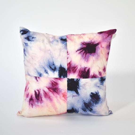 NFC Home Bullseye Tie Dye Throw Small Pillow, 18x18 Inch, Lavendar and Pink