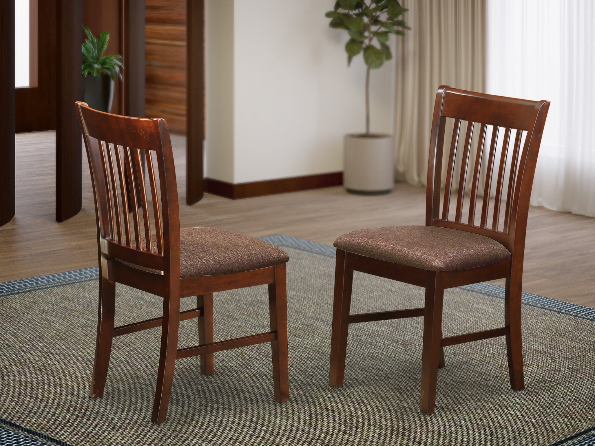 NFCMAHC Norfolk Dining room chair Fabric Seat Mahogany Finish. Set