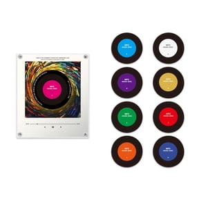 NFC Music Player Frame with 9 NFC Discs, 8" Acrylic Desktop Music Frame with Built-in LED & 128MB Memory Card, Interactive Tech Gift for Music Lovers