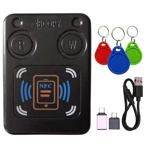 NFC RFID Smart Chip Card Reader Copier+3XUID Keychain IC 13.56Mhz ID 125Khz 250Khz 375Khz RFID Token Clone Duplicator