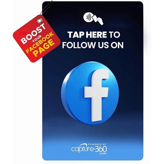 NFC Social Media Growth Pack: Multi-Platform Networking Card & Display, Follower Increase, Reusable, Slim, Durable & Compatible for Influencers & Business - Facebook Style Card, Pack of 1