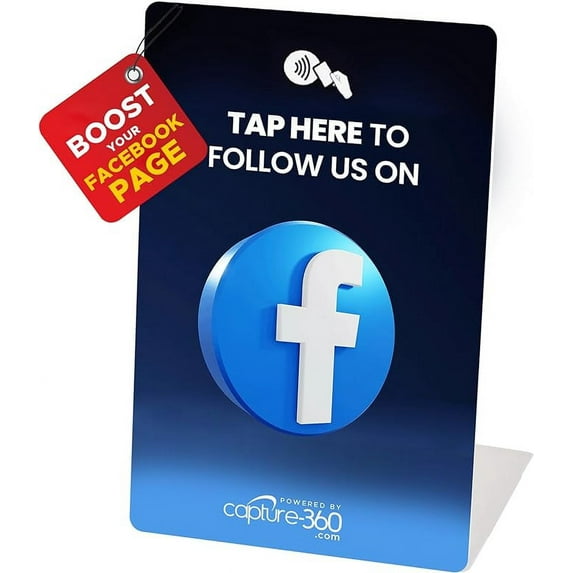 NFC Social Media Growth Pack: Multi-Platform Networking Card & Display, Follower Increase, Reusable, Slim, Durable & Compatible for Influencers & Business - Facebook Style Card, Pack of 1