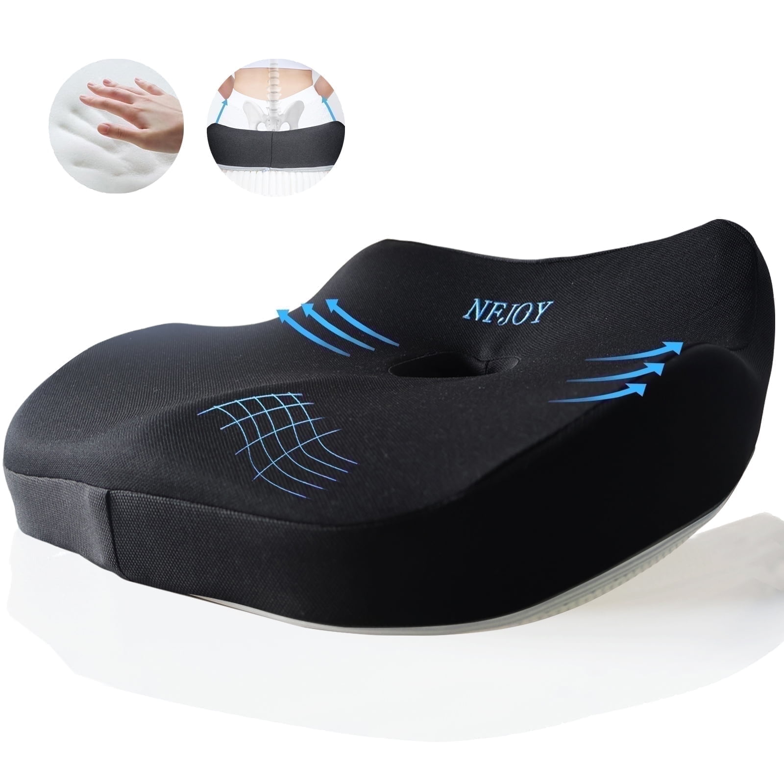 NFJOY Ergonomic Donut Pillow for Tailbone Pain, Office Chair, Car Seat, Hemorrhoid, Memory Foam Cushion