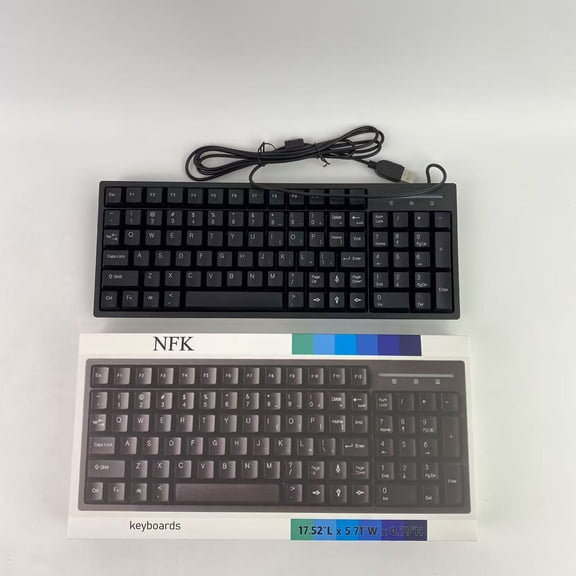 NFK Keyboards,Ultra-Slim Compact USB Wired Keyboard for Mac and PC,Windows 10/8 / 7 / Vista/XP (Black) (1PCS)