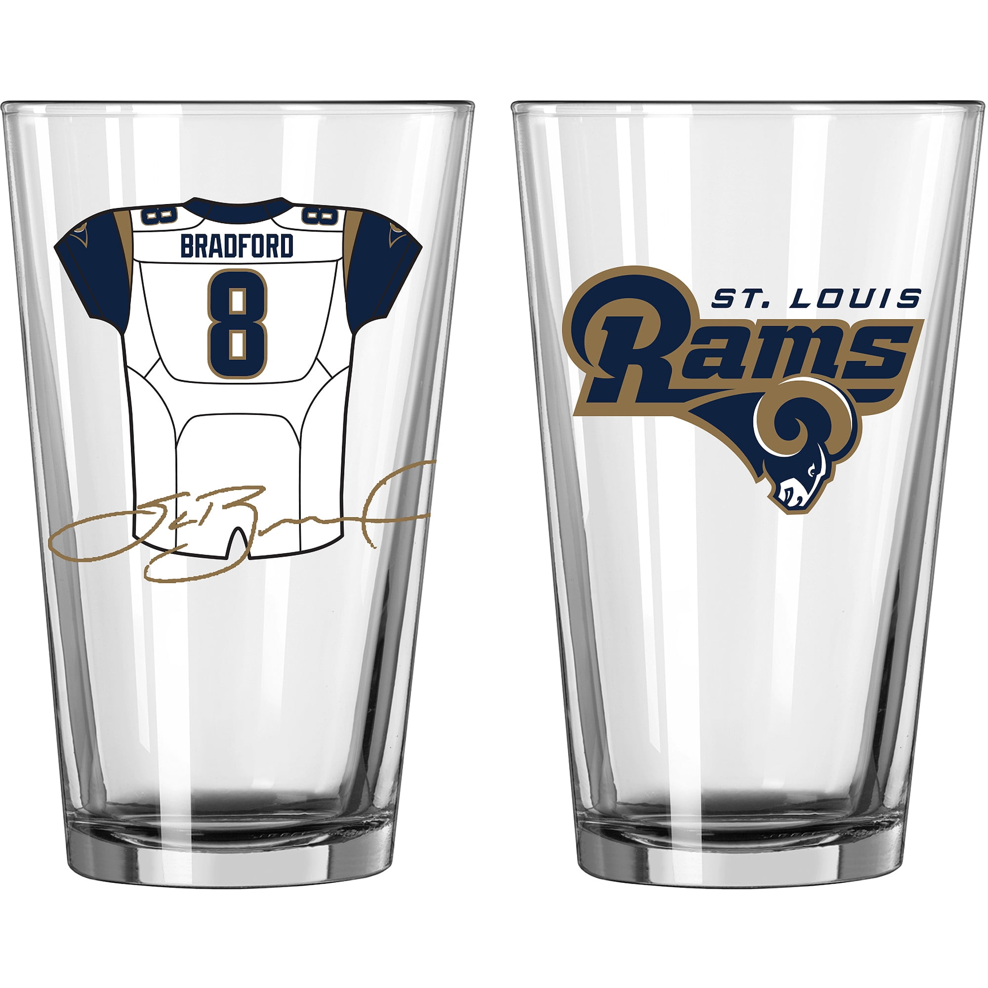 NFL 16 oz Saint Louis Rams Sam Bradford Players Jersey Glass Pint, Set ...