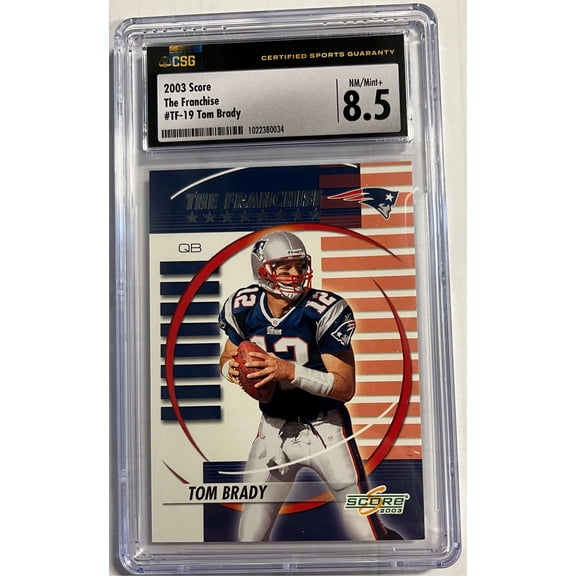 NFL 2003 Score Football Tom Brady Trading Card TF-19 (The Franchise) (CSG 8.5)