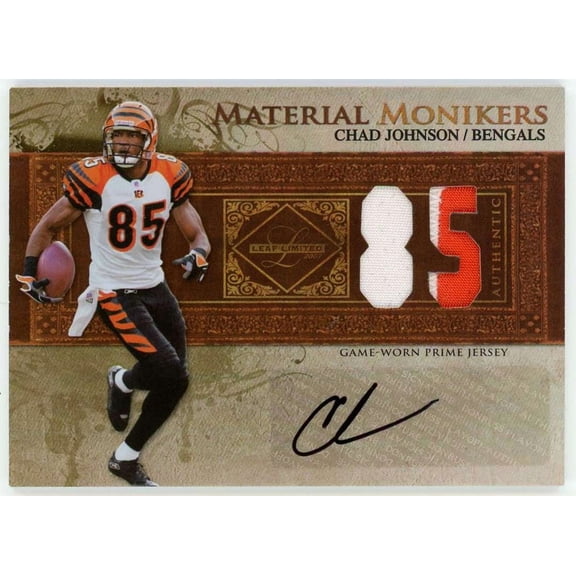 NFL 2007 Leaf Limited 7/25 Material Monikers Chad Johnson MM-43 (Auto Relic)