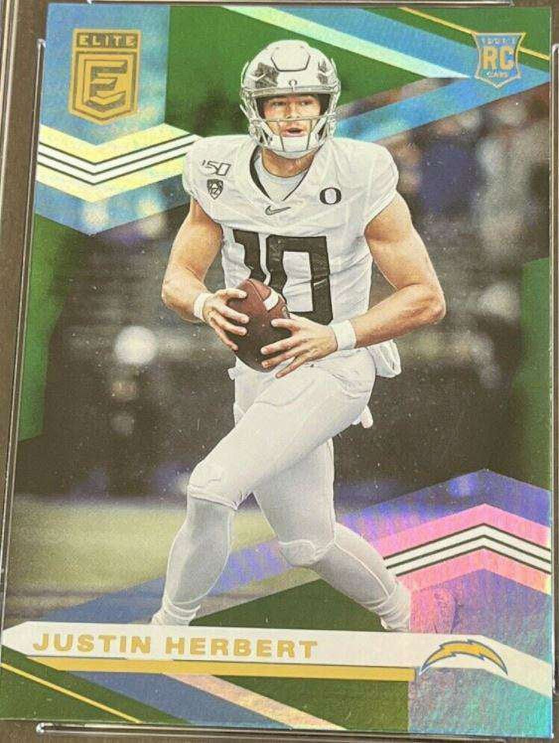 NFL 2020 Donruss Elite Football Justin Herbert Single Sports Card #104 (Green Rookie Card)