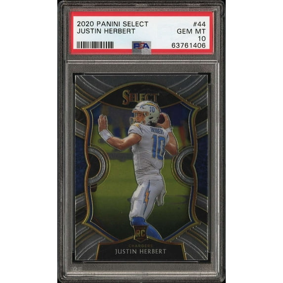 NFL 2020 Panini Select Concourse Justin Herbert #44 (Rookie, PSA 10)