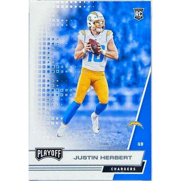 NFL 2020 Playoff Football Justin Herbert Single Sports Card #203 (Rookie Card)