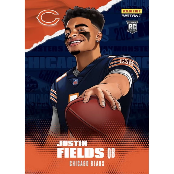 NFL 2021 Instant Draft Night Illustrations Football   Justin Fields Trading Card