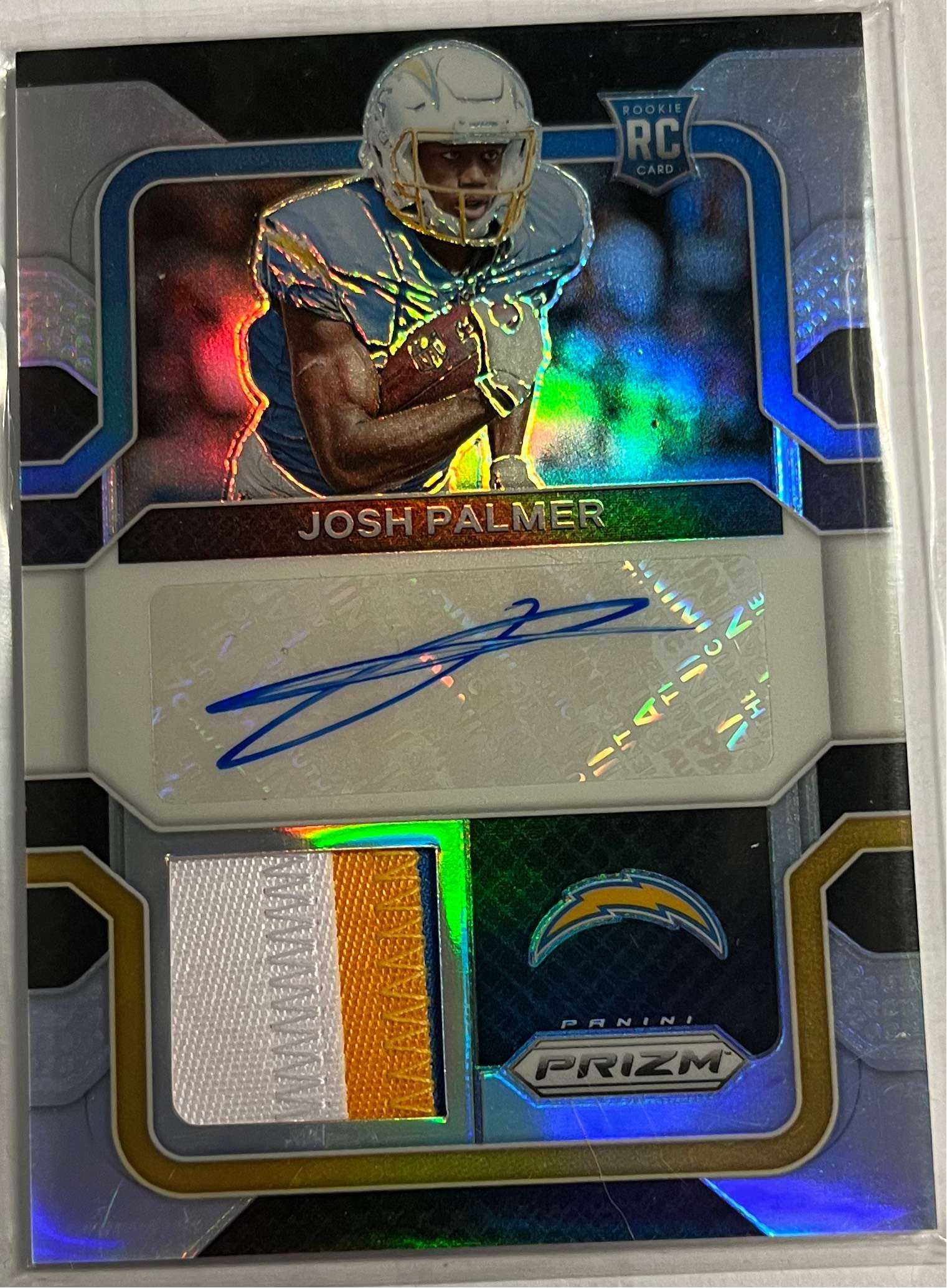 NFL 2021 Prizm Football Josh Palmer 89/99 AutographedTrading Card RPA-JP (Silver RPA (3 color patch)) (Panini)