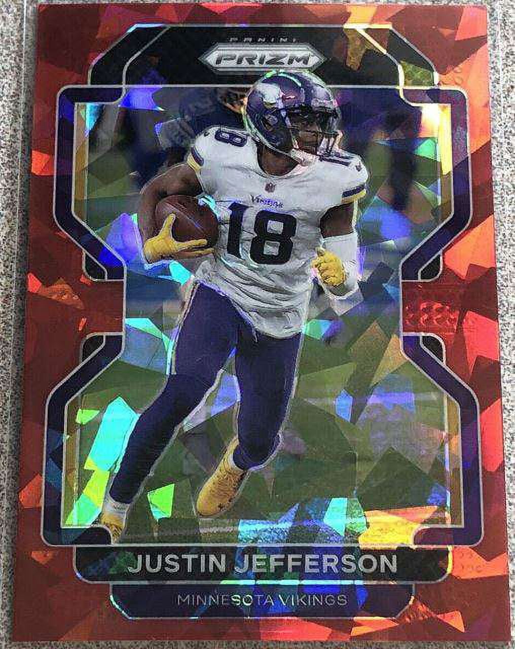 NFL 2021 Prizm Football Justin Jefferson Trading Card #125 (Red Cracked ice) (Panini)