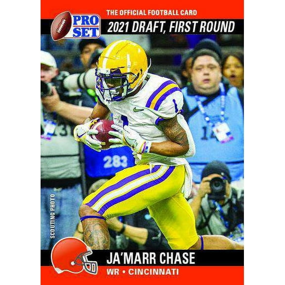 NFL 2021 Pro Set Draft Day Football Ja'Marr Chase Trading Card #PSDD5