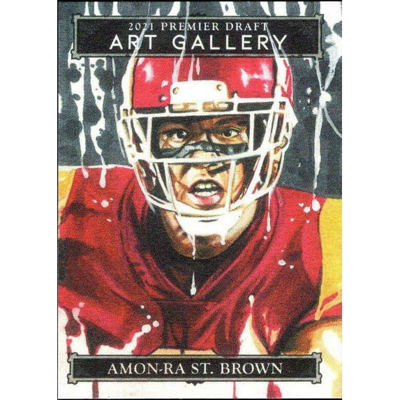 NFL 2021 Sage Premier Draft Amon-Ra St. Brown Trading Card AG-14 (Rookie, Art Gallery)