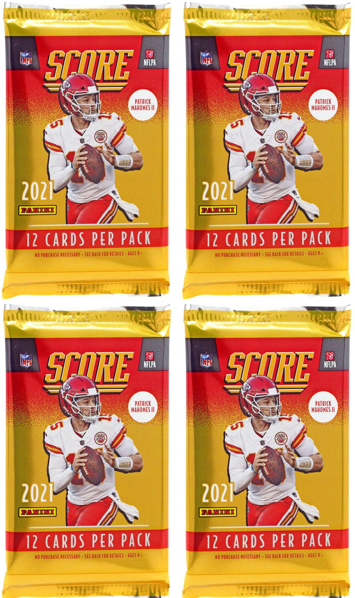 NFL 2021 Score Football LOT of 4 Trading Card RETAIL Packs (12 Cards Per Pack)