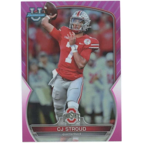 NFL 2022 Bowman University Chrome Pink Refractor C.J. Stroud #100 (Pre-Rookie)