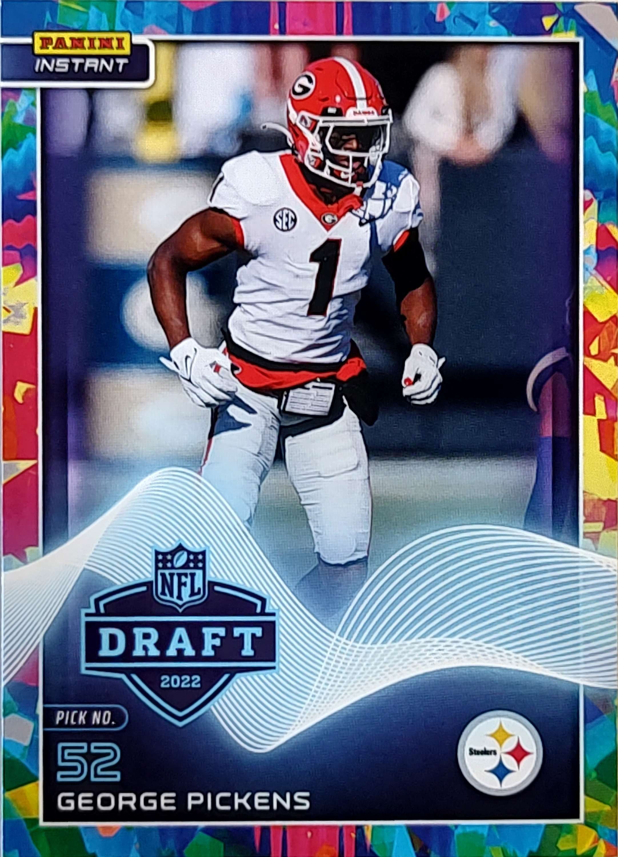 NFL 2022 Instant Draft Night Football George Pickens 4 of 5 Trading Card #21 (Versicolor Rookie Card) (Panini)