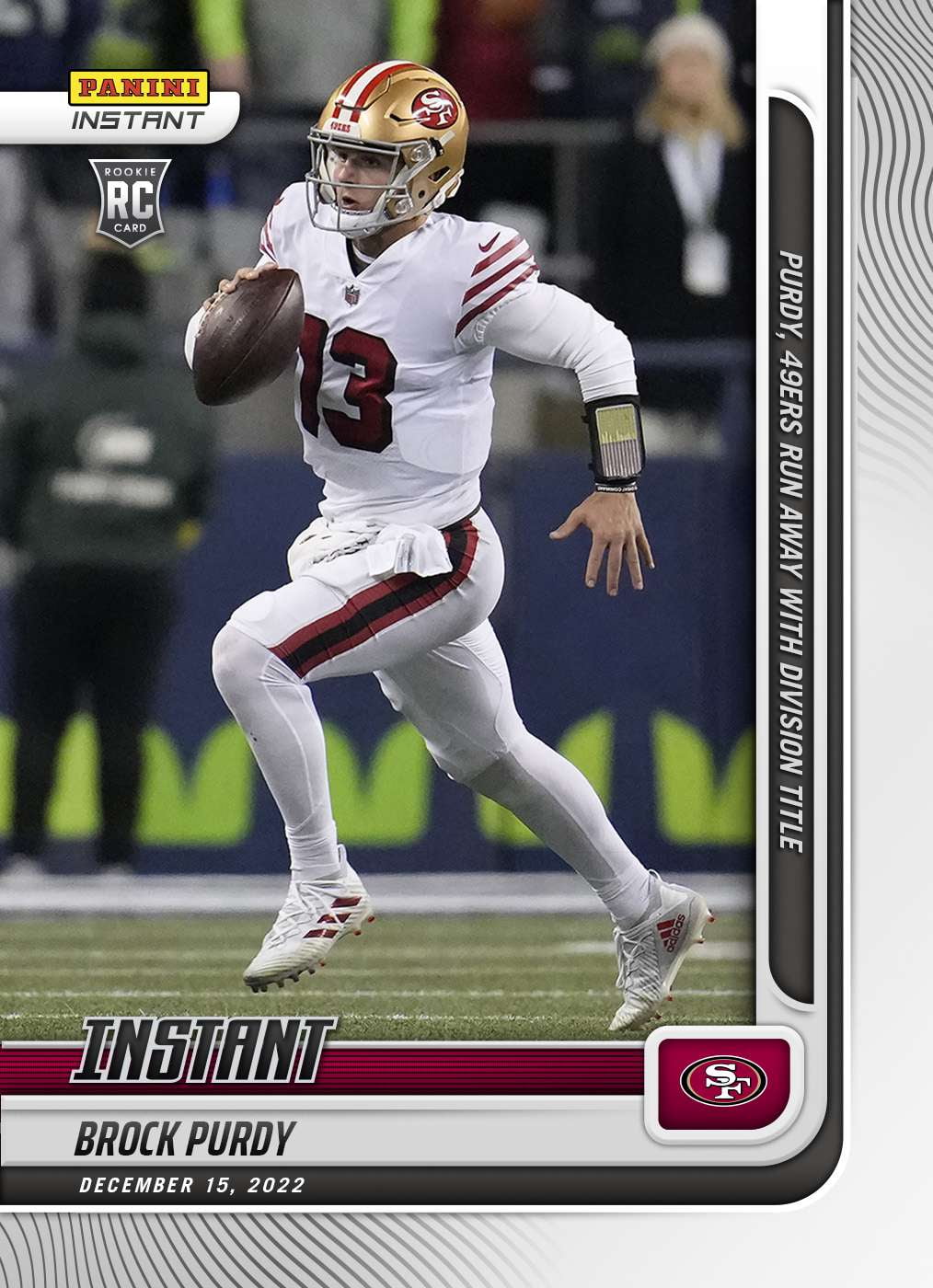 NFL 2022 Instant Weekly Football Brock Purdy 1 of 1579 Trading Card #148 (Rookie Card, 49ers Run Away with Division Title) (Panini)