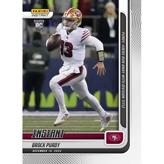 NFL 2022 Instant Weekly Football Brock Purdy 1 of 1579 Trading Card #148 (Rookie Card, 49ers Run Away with Division Title) (Panini)