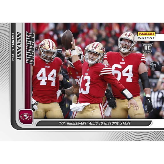 NFL 2022 Instant Weekly Football Brock Purdy Trading Card #146 (Rookie Card, Mr. Irrelevant Adds to His Historic Start (Wins 1st Career Start vs. Brady / Bucs))