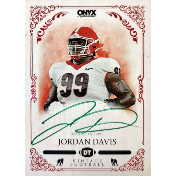 NFL 2022 Onyx Vintage Football Jordan Davis Green Ink /50 Autographed Trading Card VAJD (Rookie)