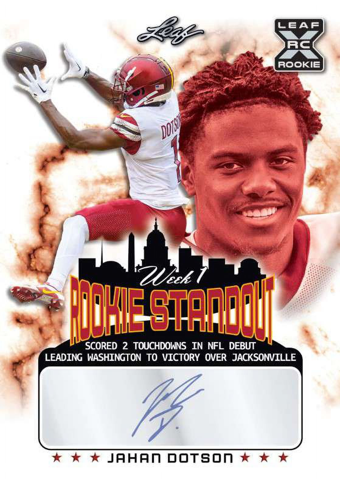 NFL 2022 Week 1 Rookie Standout Football Jahan Dotson /143 AUTOGRAPHED