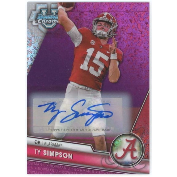 NFL 2023 Bowman Chrome U Fuchsia Mini-Diamond 84/150 Ty Simpson #23 (Auto)