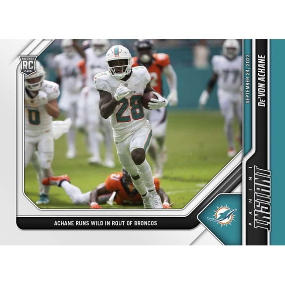 NFL 2023 Panini Instant Football     De'Von Achane #5 (Rookie, Runs Wild in Rout of Broncos)