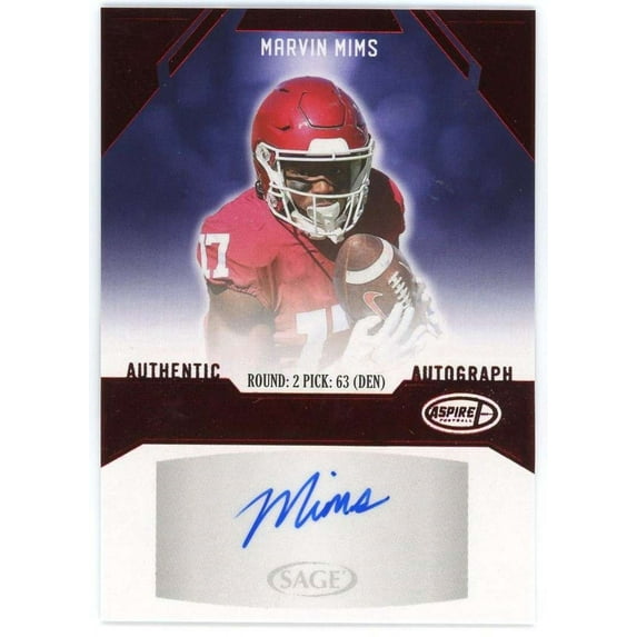 NFL 2023 Sage Red Foil Marvin Mims ASP-MM3 (Rookie Auto)