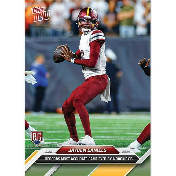 NFL 2024 NOW Football Jayden Daniels #5 (Rookie Card, Records Most Accurate Game Ever by Rookie QB)