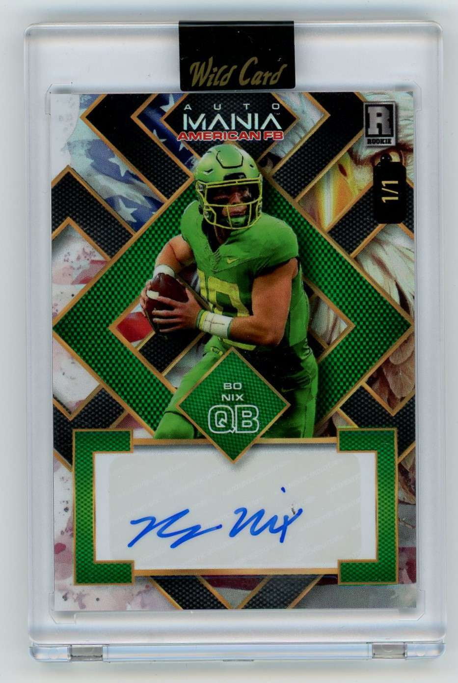 NFL 2024 Wild Card Auto Mania 1/1 Bo Nix AMASQ-BN (Rookie Auto