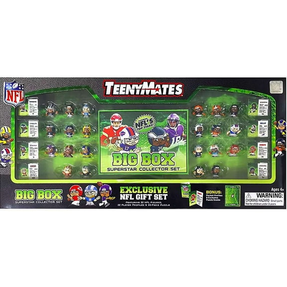 NFL TeenyMates Football 2025 Big Box Superstar Collector Set 22 Figures, 35 Profile Cards & Puzzle Gift Set