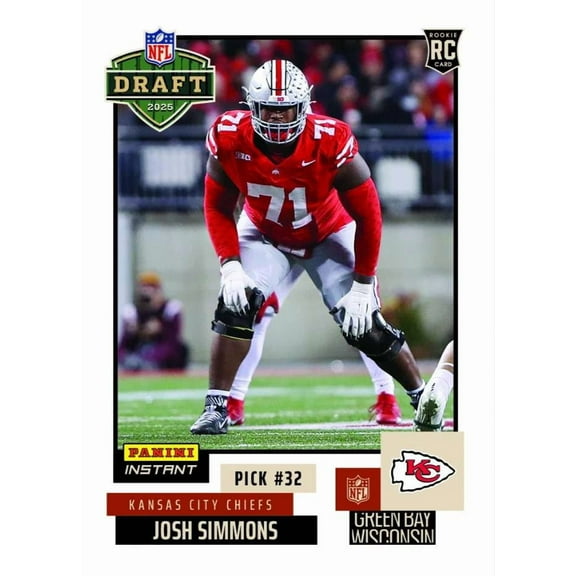 NFL 2025 Instant Draft Night Football Josh Simmons #20 (Rookie)