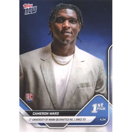 NFL 2025 TOPPS NOW Football Draft Cameron Ward D-1 (Rookie Card, 1st Overall Draft Pick)