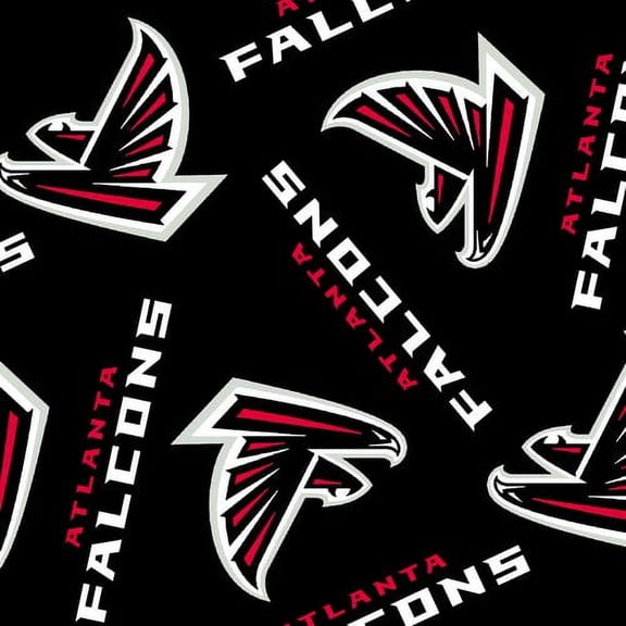 NFL Atlanta Falcons 58" 100% Polyester Fleece Sports Logo Fabric By the Yard, Black