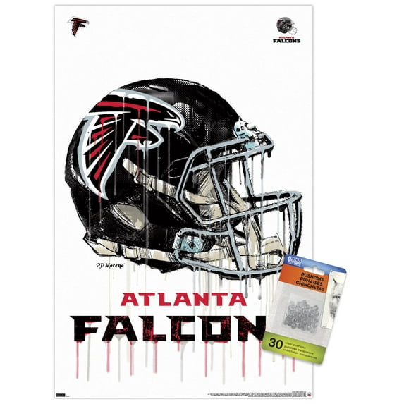 NFL Atlanta Falcons - Drip Helmet 20 Wall Poster with Push Pins, 14.725" x 22.375"