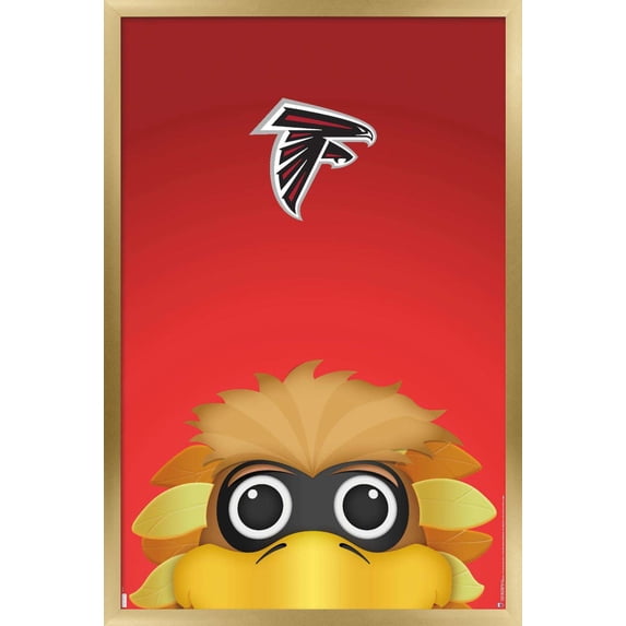 NFL Atlanta Falcons - S. Preston Mascot Freddie 20 Wall Poster, 22.375" x 34", Framed
