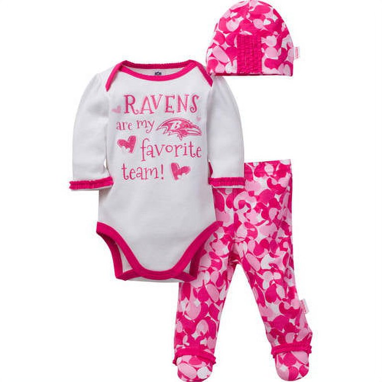 Gerber Baby Girls' NFL 3-Piece Bodysuit, Footed Pant, & Cap