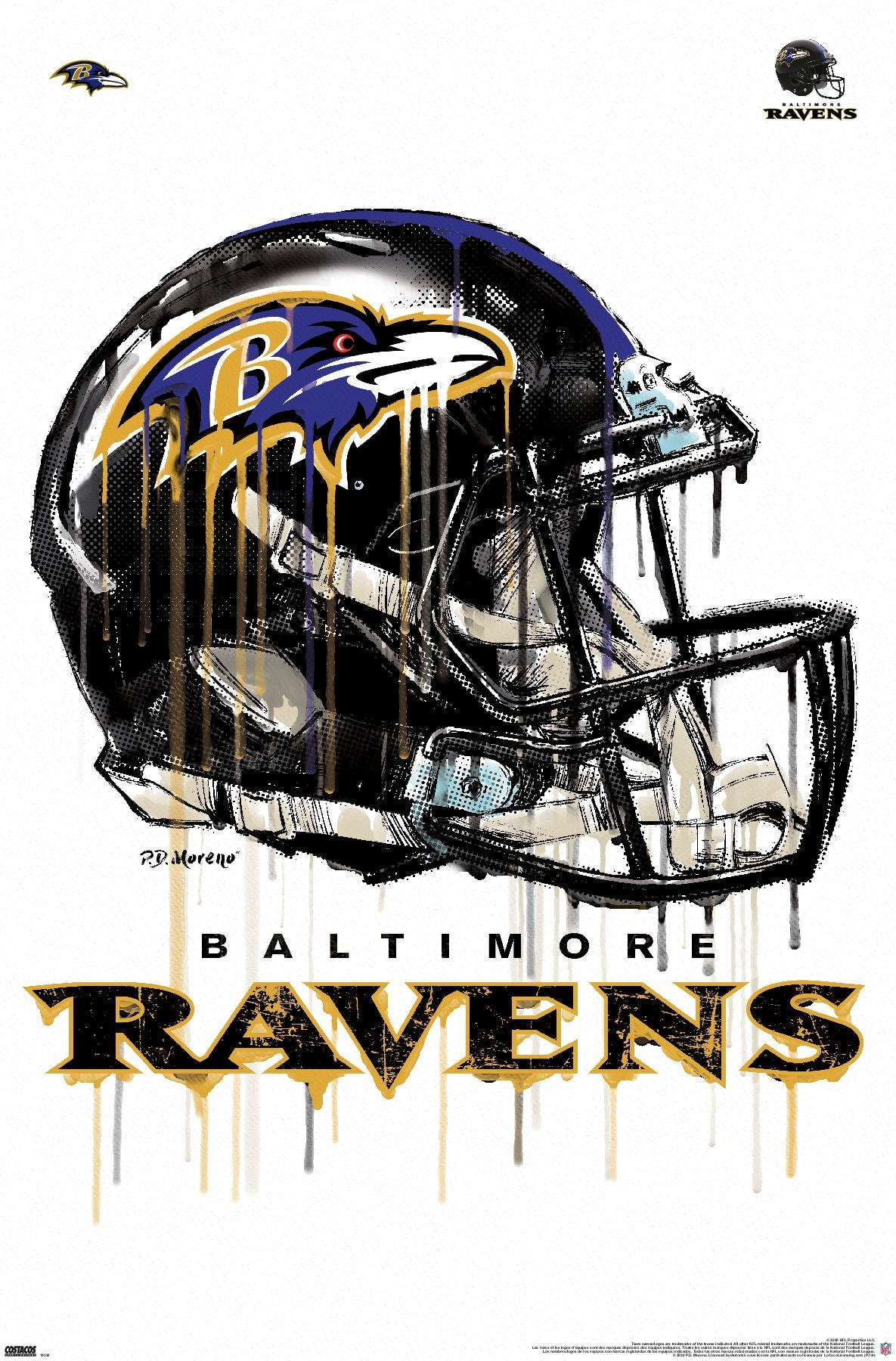 NFL Baltimore Ravens - Drip Helmet 20 Wall Poster, 22.375' x 34' 