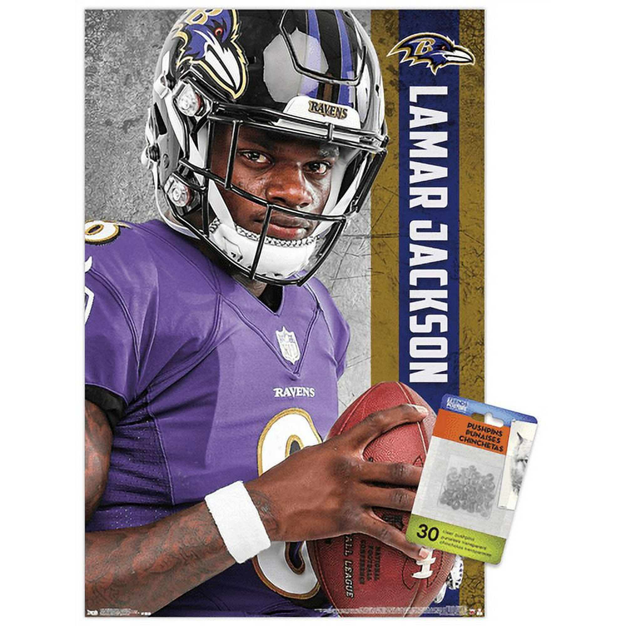 NFL Baltimore Ravens - Lamar Jackson 18 Wall Poster with Push Pins