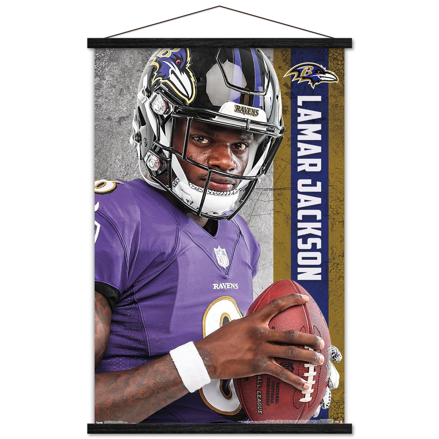 NFL Baltimore Ravens - Lamar Jackson 18 Wall Poster with Wooden Magnetic Frame, 22.375" x 34"